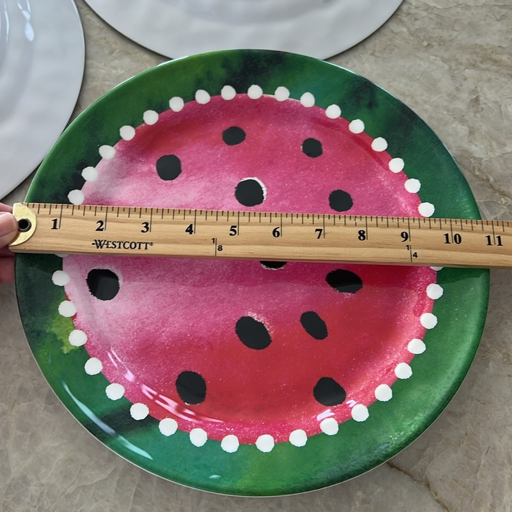 Pier 1 Watermelon Melamine Dinner Plates Set of 5 New Summer Picnic Pool Party - Picture 5 of 5